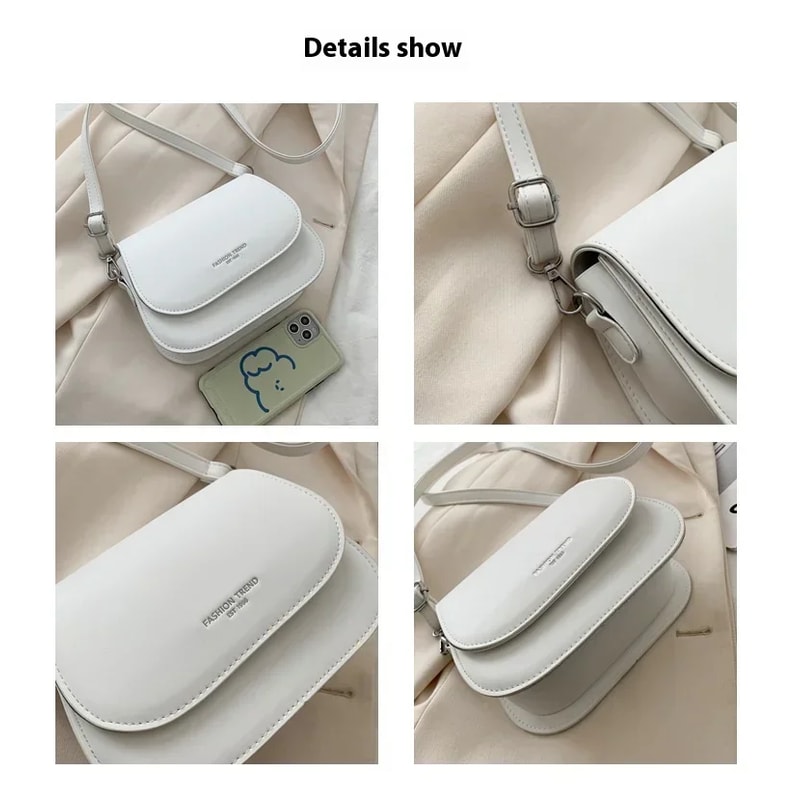 Trendy PU Leather Saddle Shoulder Bag For Women Fashionable Crossbody Flap Messenger Bag With Solid 1