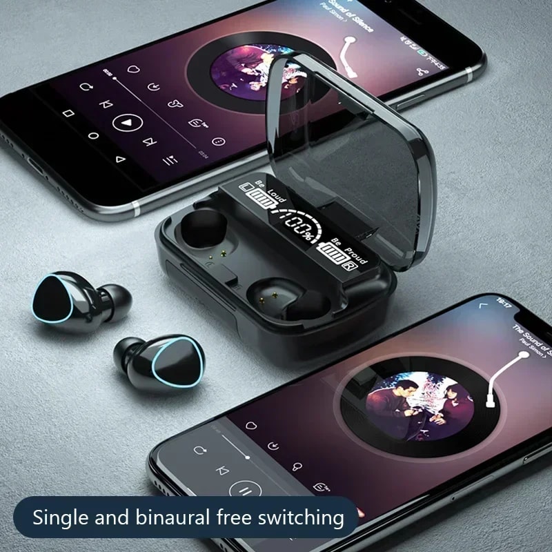 Bluetooth Earphones with LED Display HiFi Stereo Waterproof Wireless Gaming Headset