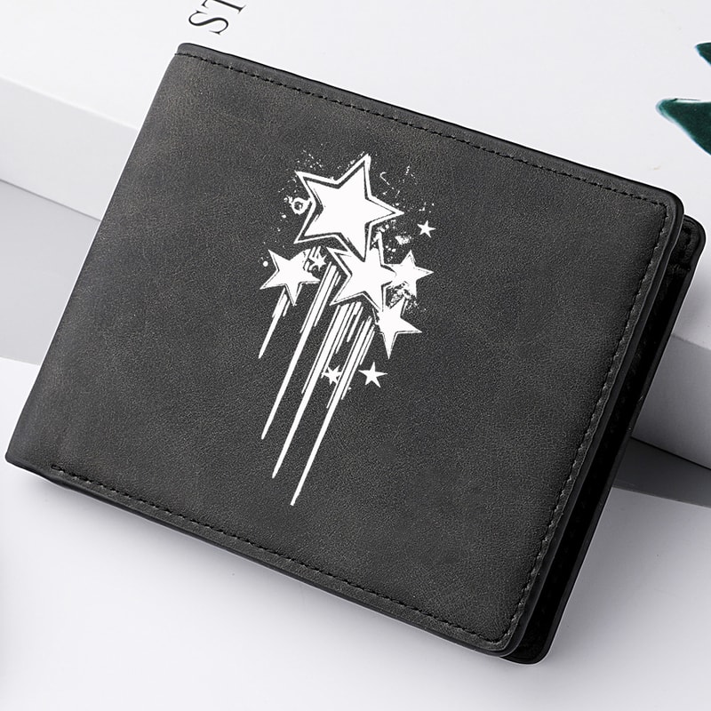 Mens Star Print Wallet High Quality Flat Design 0