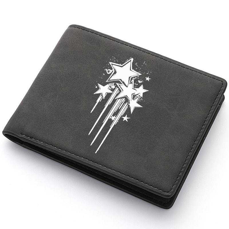 Mens Star Print Wallet High Quality Flat Design 4