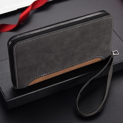 mens multi functional long wallet large capacity zipper coin purse & mobile phone bag