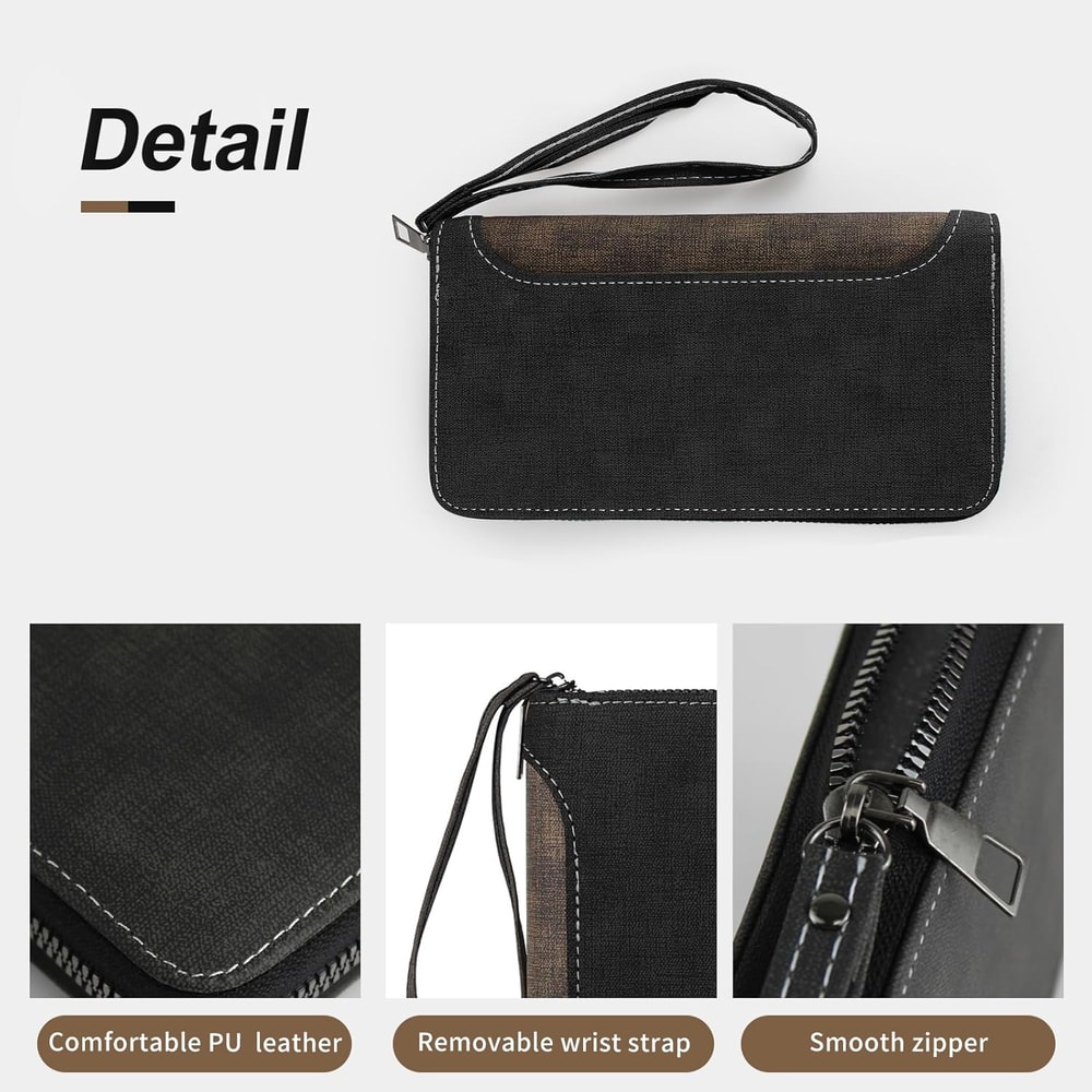 Mens Multi Functional Long Wallet Large Capacity Zipper Coin Purse Mobile Phone Bag 4