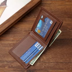 mens genuine leather slim wallet rfid blocking bifold wallet with money clip