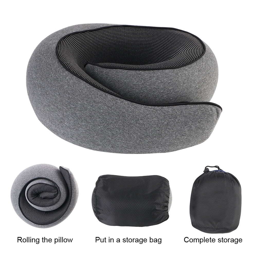 Memory Foam Snail Travel Pillow Portable Neck Support for Travel & Noon Breaks