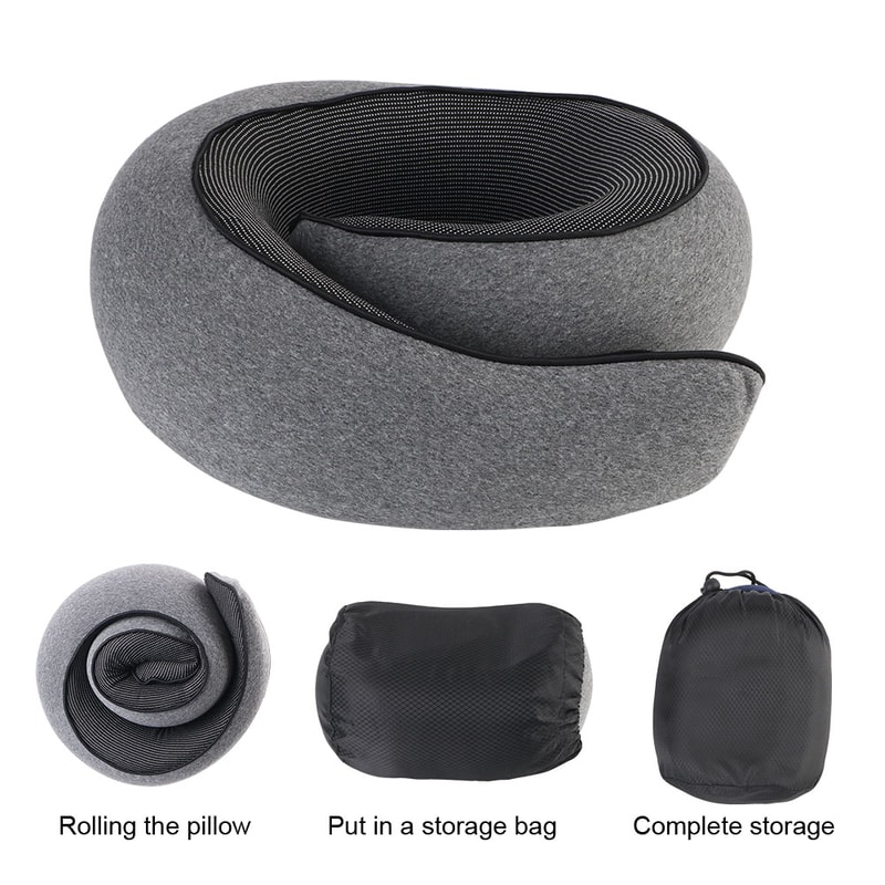 Memory Foam Snail Travel Pillow Portable Neck Support for Travel & Noon Breaks