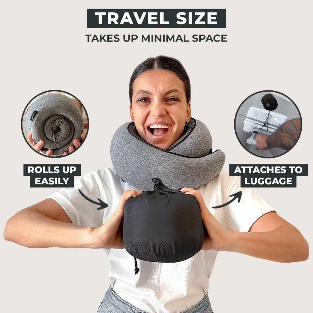Snail Style U Shaped Memory Foam Travel Neck Pillow Adjustable Support For Travel And Nap Time 2