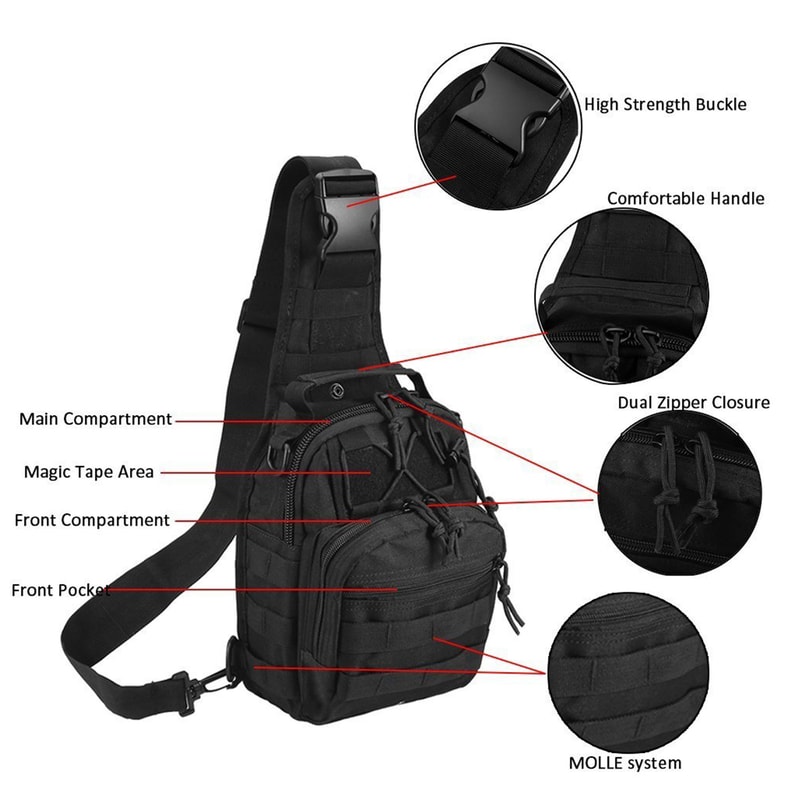 Tactical Shoulder Bag Durable Nylon Outdoor Sling Backpack 2