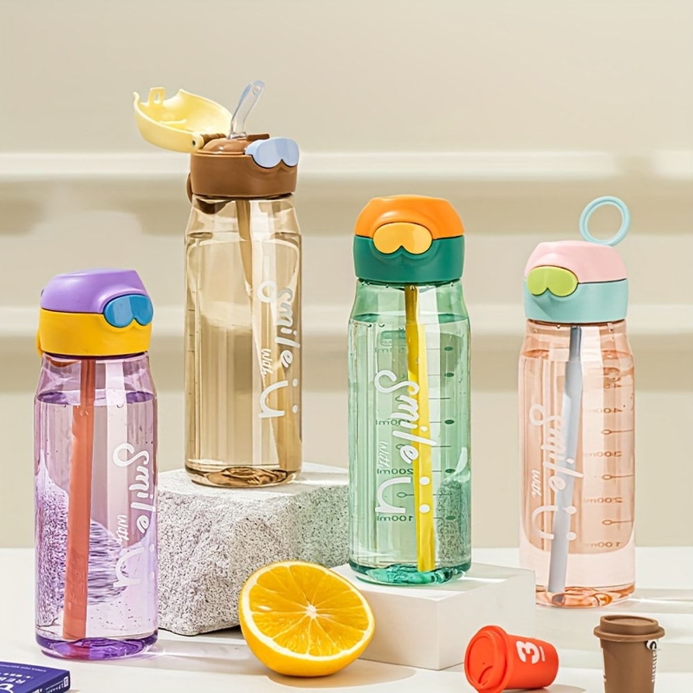 ransparent Sports Water Bottle with Straw and Precise Scale Ideal for Outdoor Sports