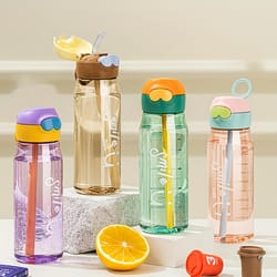 ransparent sports water bottle with straw and precise scale ideal for outdoor sports