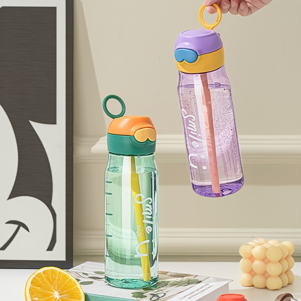 ransparent Sports Water Bottle with Straw and Precise Scale Ideal for Outdoor Sports