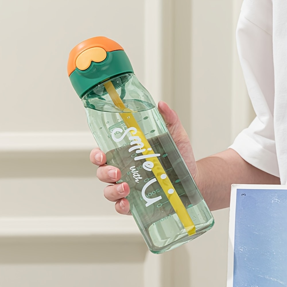 ransparent Sports Water Bottle with Straw and Precise Scale Ideal for Outdoor Sports