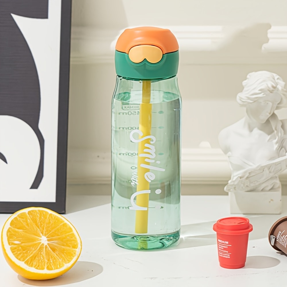 ransparent Sports Water Bottle with Straw and Precise Scale Ideal for Outdoor Sports