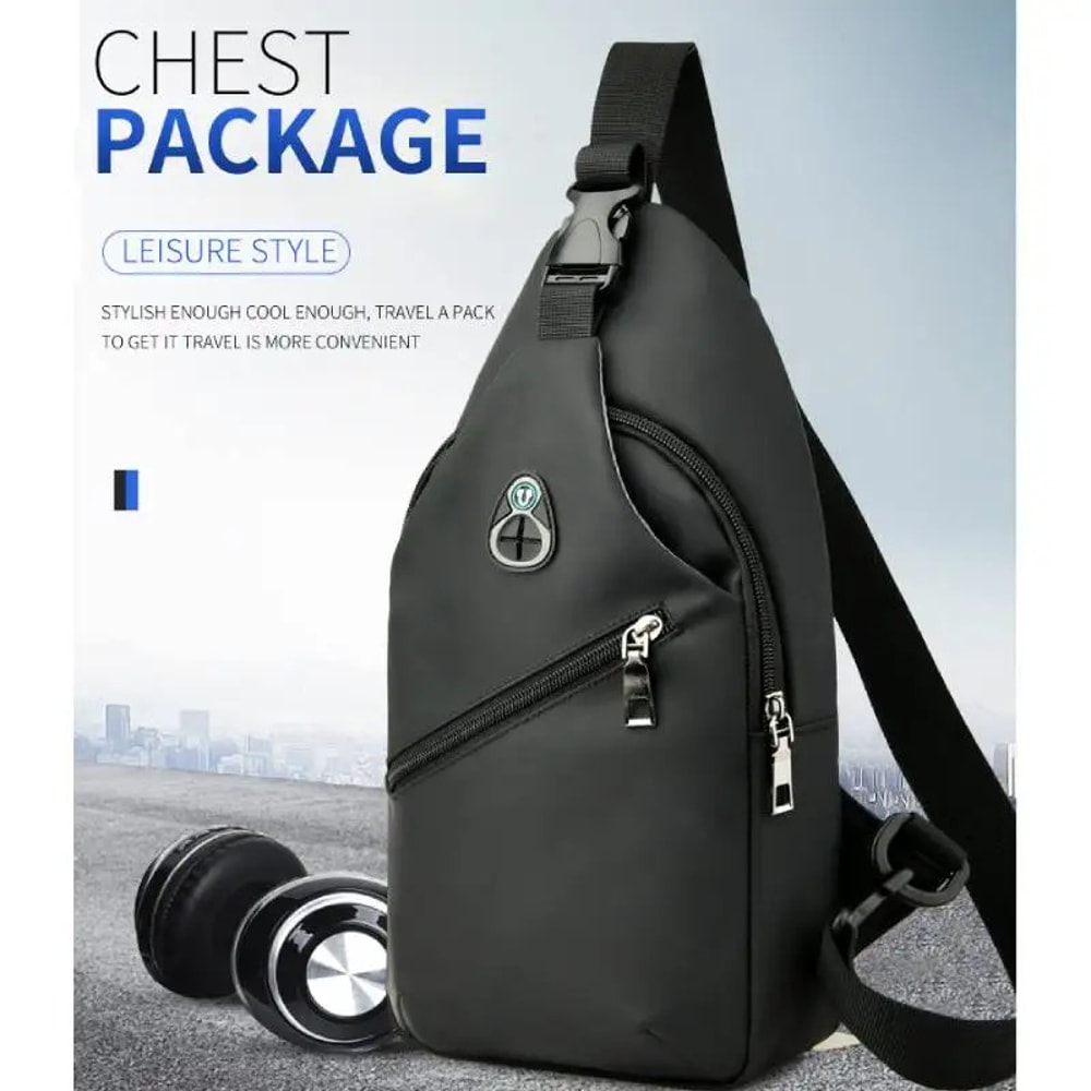 Men Fashion Crossbody Bag Trendy Chest Bag Usb Shoulder Bag Leisure Small Chest Bag Large Capacity 1