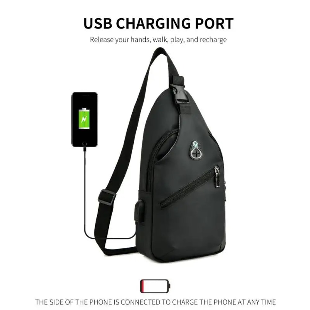 Men Fashion Crossbody Bag Trendy Chest Bag Usb Shoulder Bag Leisure Small Chest Bag Large Capacity 2