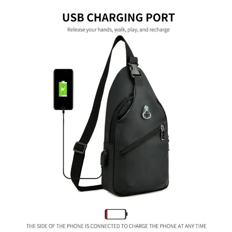 Men Fashion Crossbody Bag Trendy Chest Bag Usb Shoulder Bag Leisure Small Chest Bag Large Capacity 2