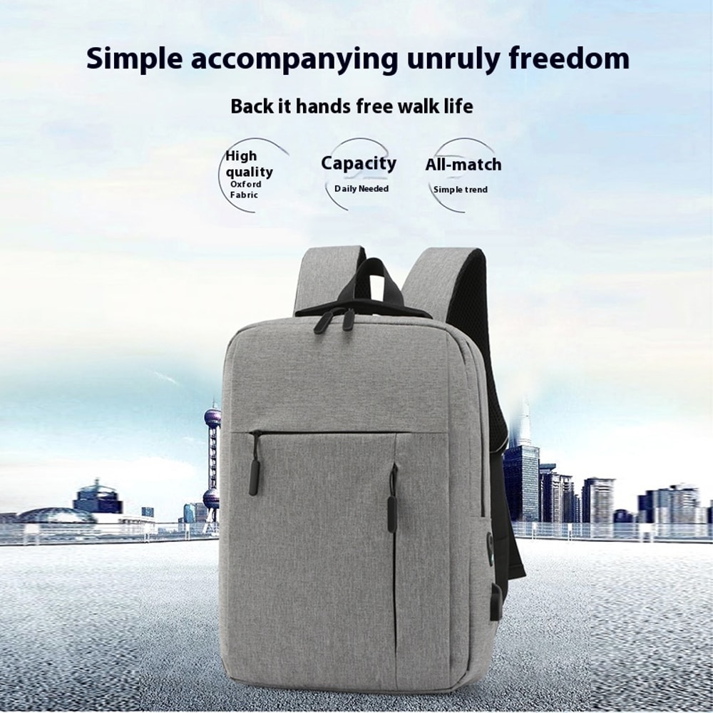 Unisex Business Casual Laptop Backpack With USB Charging Port Lightweight Nylon Shoulder Bag 2