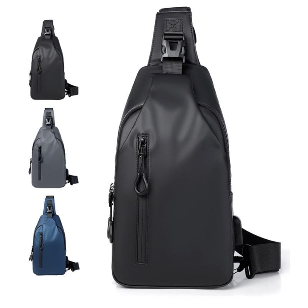 Minimalist Mens Chest Bag Solid Color One Shoulder Crossbody For Outdoor Fashion 0