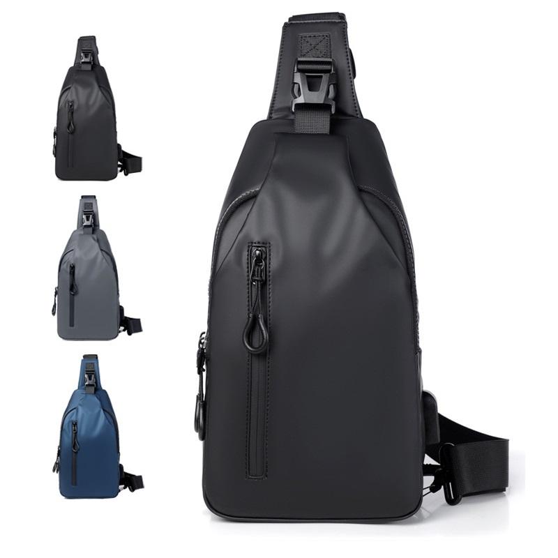 Minimalist Mens Chest Bag Solid Color One Shoulder Crossbody For Outdoor Fashion 0