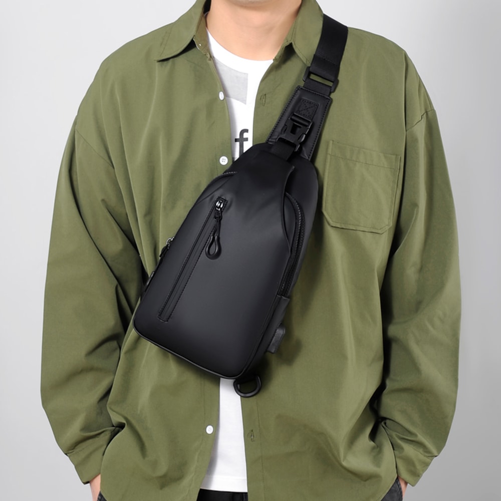Minimalist Mens Chest Bag Solid Color One Shoulder Crossbody For Outdoor Fashion 1