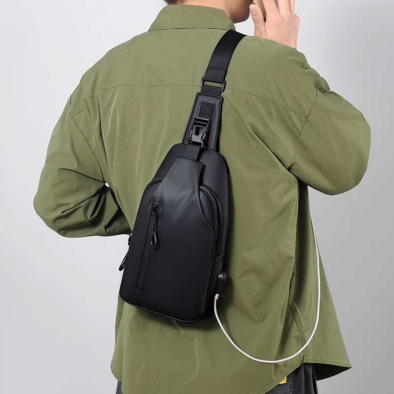 Minimalist Mens Chest Bag Solid Color One Shoulder Crossbody For Outdoor Fashion 2
