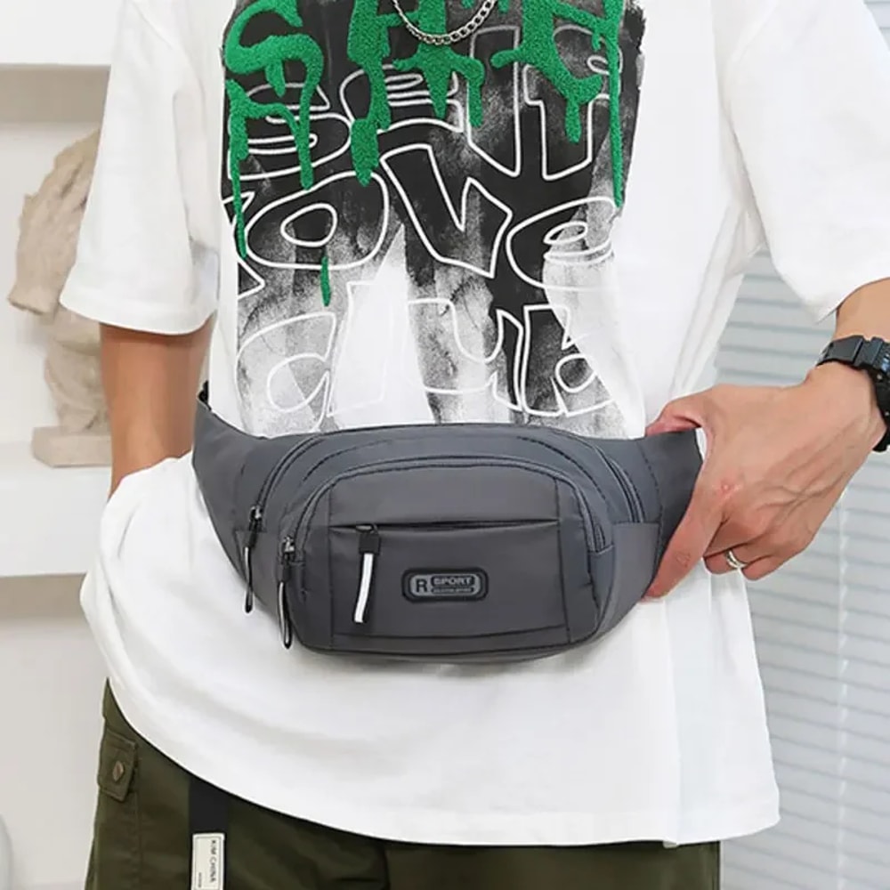 Mens Canvas Fanny Pack Ultra Thin Anti Theft Waistbag For Running Sports And Outdoor Activities 4