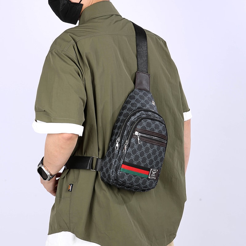 Mens Multifunction Crossbody Bag with Earphone Hole Casual Messenger Shoulder Bag