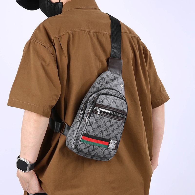 Mens Multifunction Crossbody Bag with Earphone Hole Casual Messenger Shoulder Bag