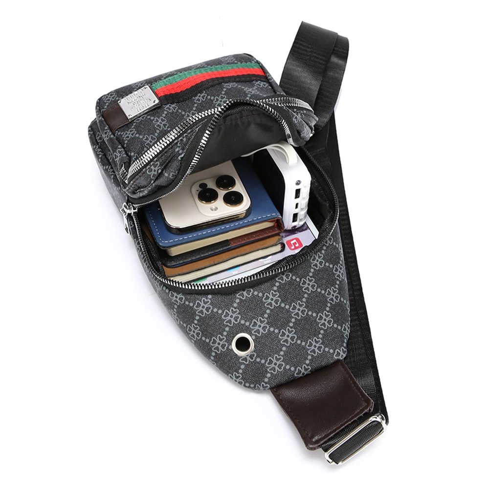 Mens Multifunction Crossbody Bag with Earphone Hole Casual Messenger Shoulder Bag