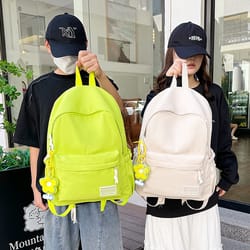 cute bow printed nylon backpack for girls & women adjustable travel & schoolbag