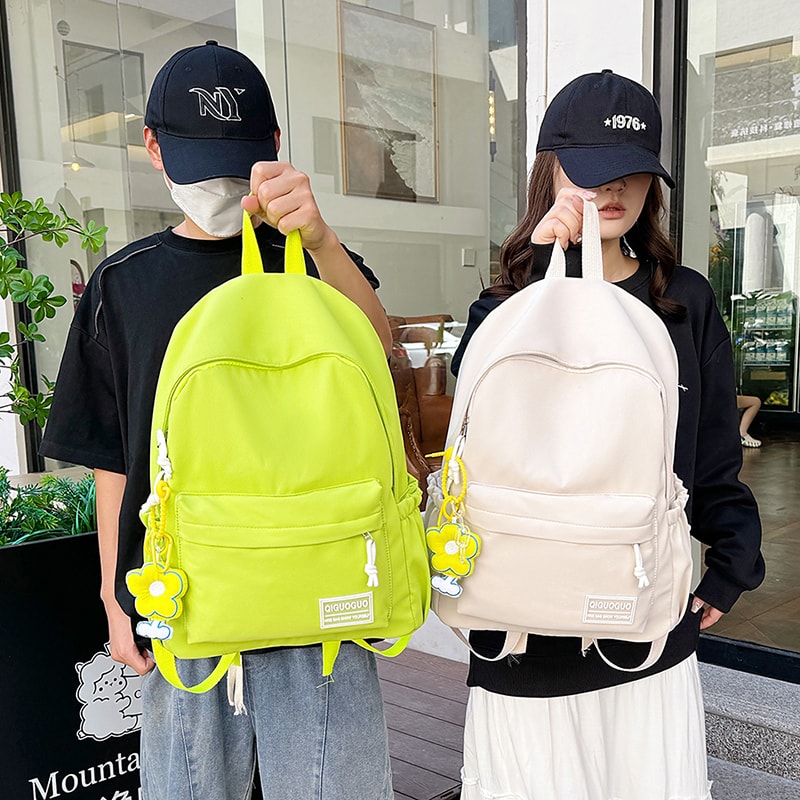 Cute Bow Printed Nylon Backpack For Girls Women Adjustable Travel Schoolbag 0