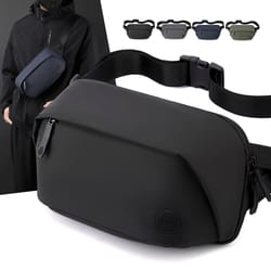 mens fashionable large capacity pu film crossbody chest bag multifunctional outdoor shoulder bag