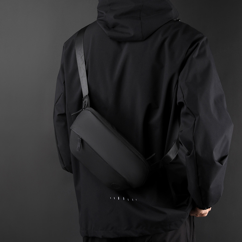 Mens Fashionable Large Capacity PU Film Crossbody Chest Bag Multifunctional Outdoor Shoulder Bag 1
