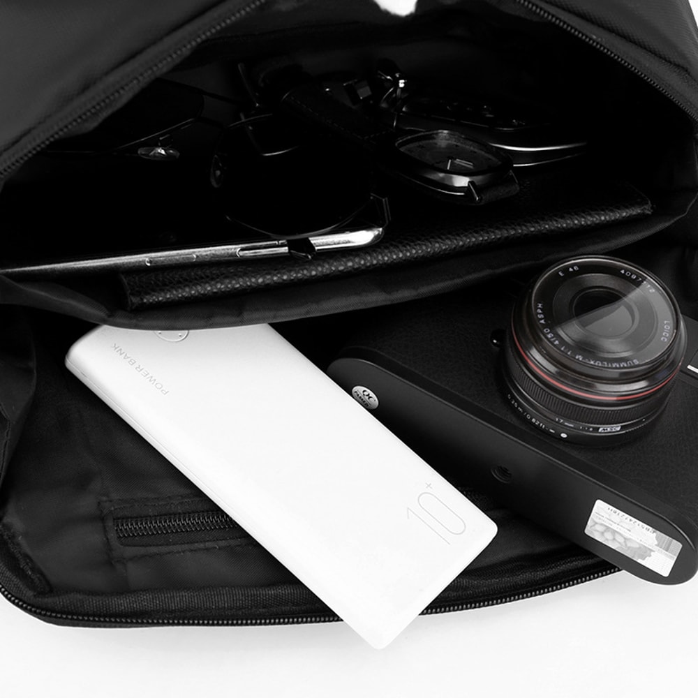 Mens Fashionable Large Capacity PU Film Crossbody Chest Bag Multifunctional Outdoor Shoulder Bag 3