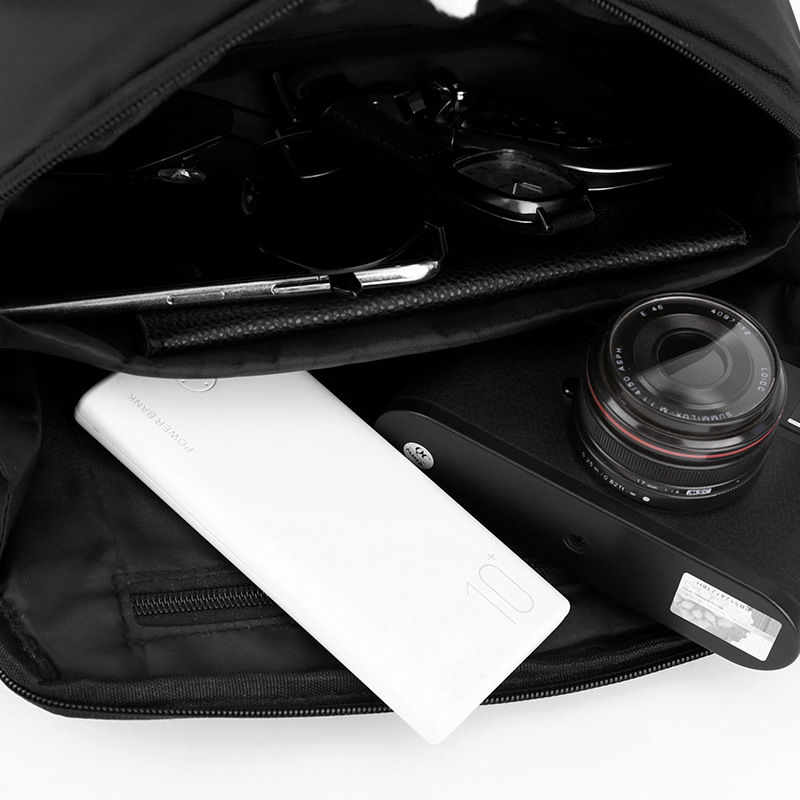 Mens Fashionable Large Capacity PU Film Crossbody Chest Bag Multifunctional Outdoor Shoulder Bag 3