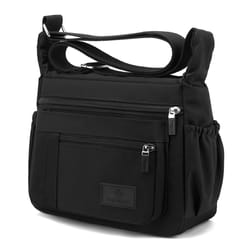 lightweight nylon crossbody bag with adjustable strap and multi pocket design