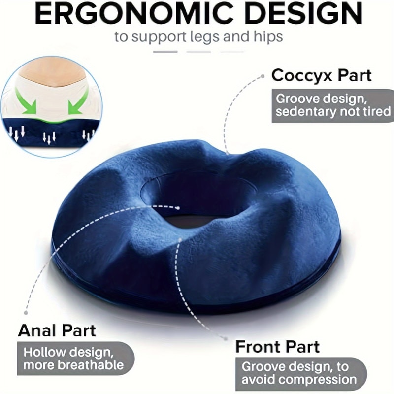 Orthopedic Memory Foam Donut Seat Cushion For Tailbone Hemorrhoid Pain Relief 0