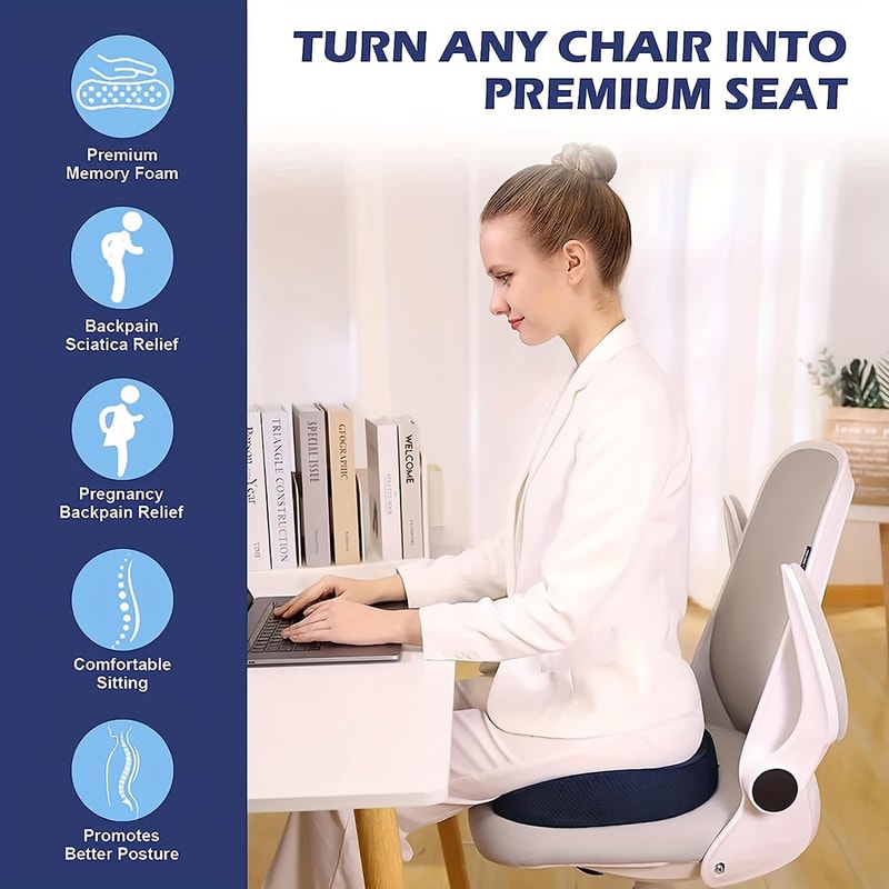 Orthopedic Memory Foam Donut Seat Cushion For Tailbone Hemorrhoid Pain Relief 3