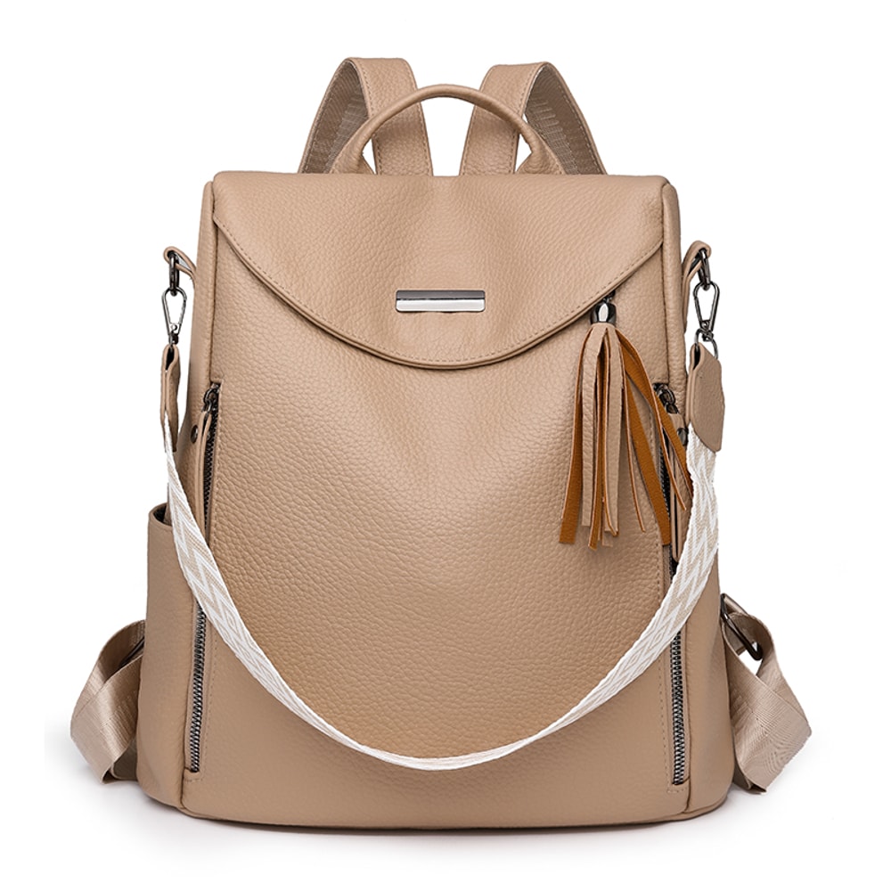 Elegant Anti Theft Women Leather Backpack Purse Large Capacity Travel Bag