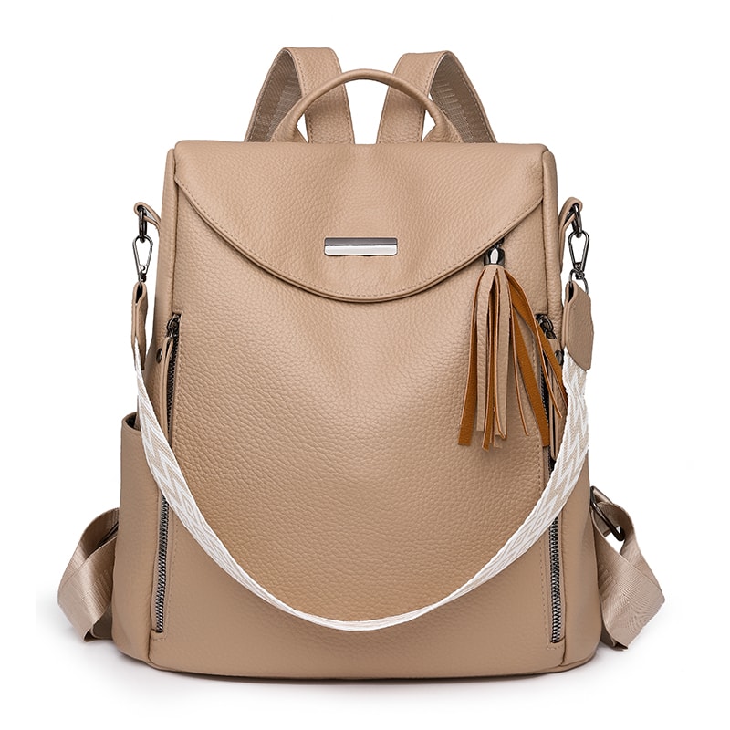 Elegant Anti Theft Women Leather Backpack Purse Large Capacity Travel Bag