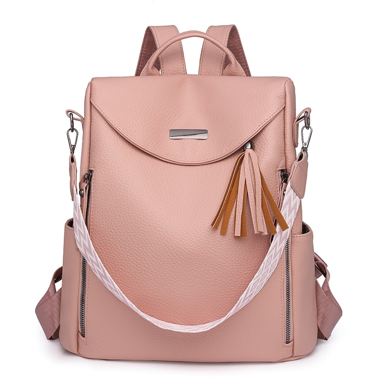 Elegant Anti Theft Women Leather Backpack Purse Large Capacity Travel Bag