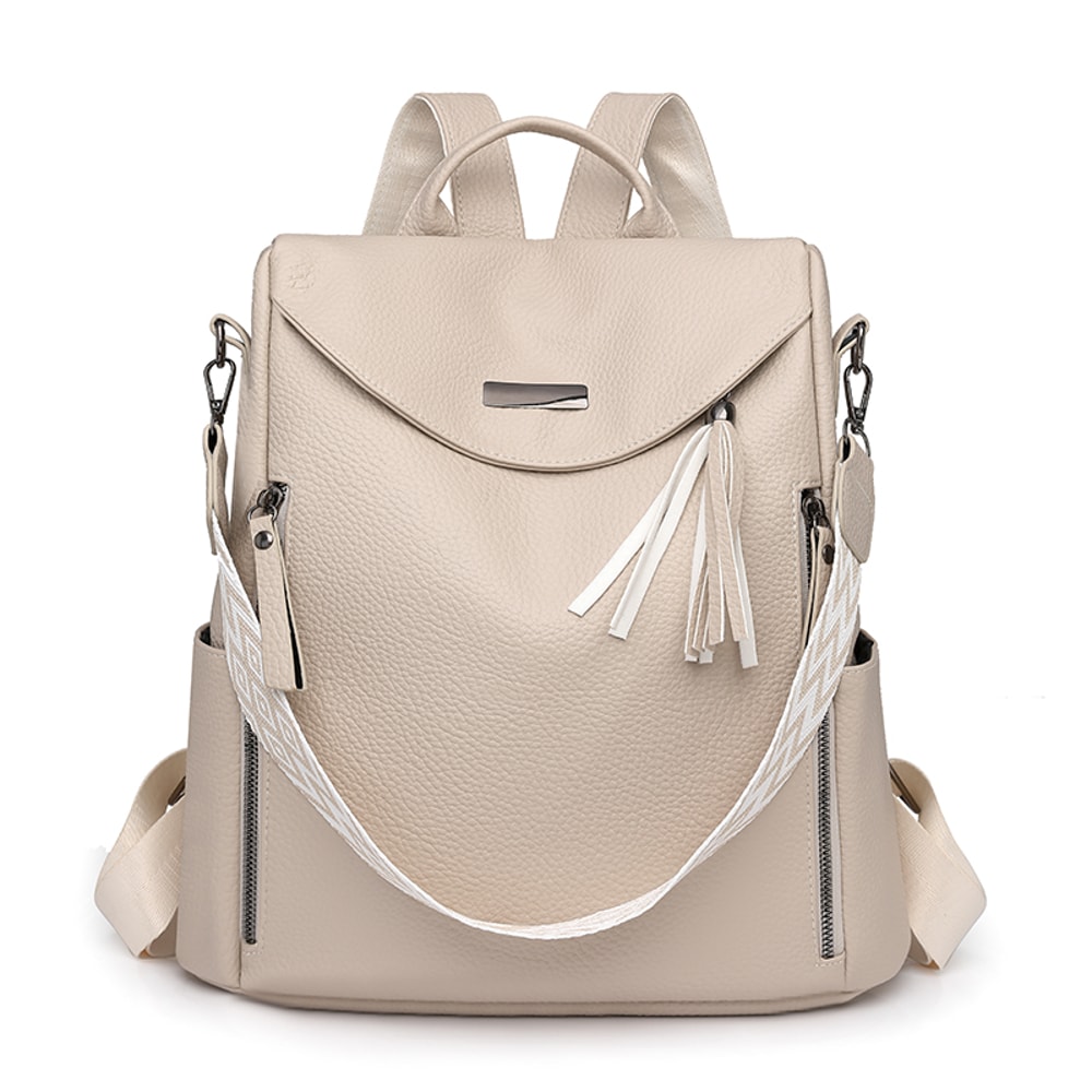 Elegant Anti Theft Women Leather Backpack Purse Large Capacity Travel Bag