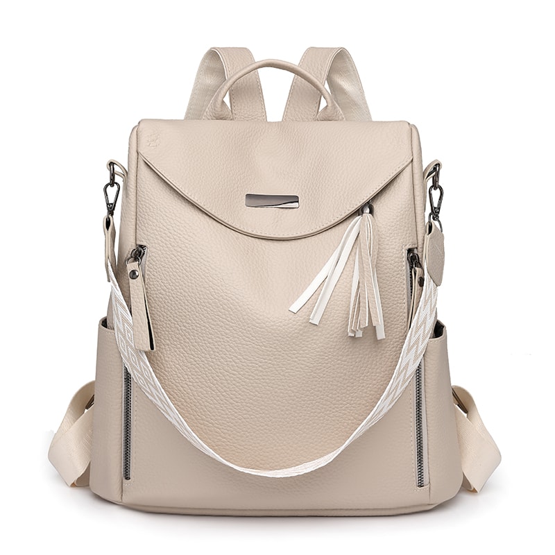 Elegant Anti Theft Women Leather Backpack Purse Large Capacity Travel Bag