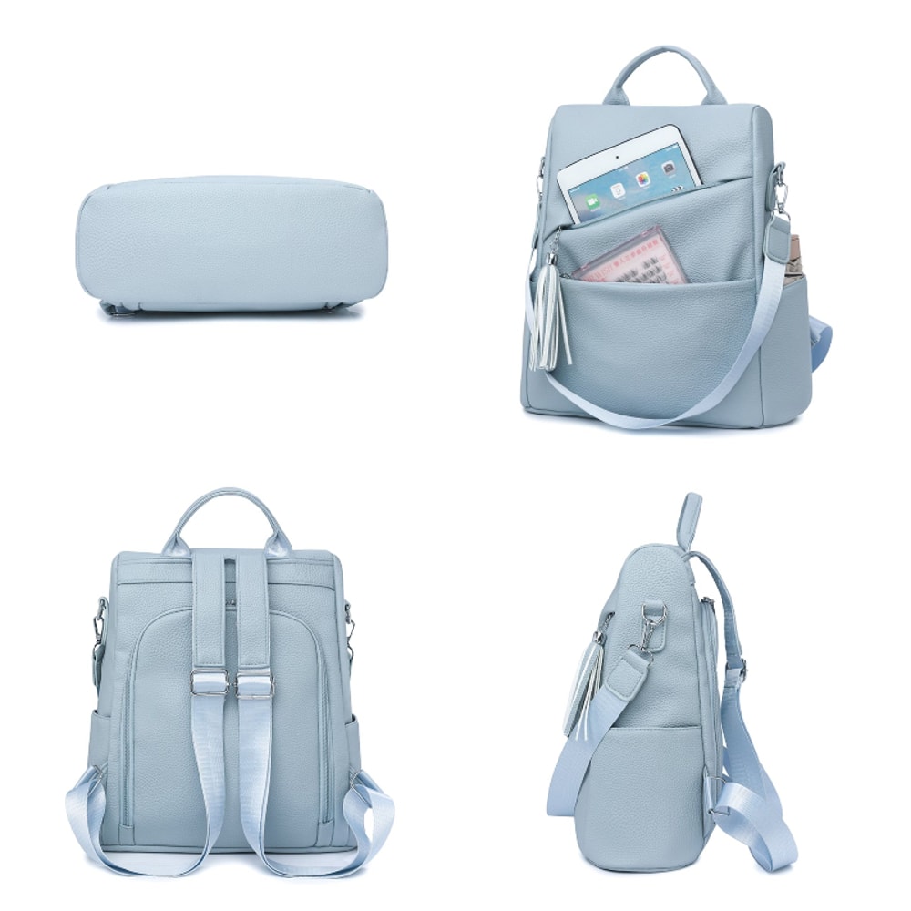 Women Anti Theft Backpack PU Leather Travel Bag Large Capacity Stylish School Backpack