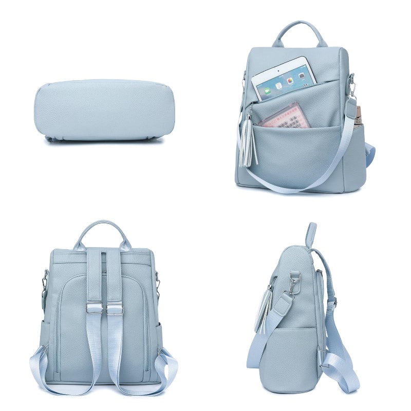 Women Anti Theft Backpack PU Leather Travel Bag Large Capacity Stylish School Backpack