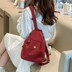 wine red women chest bag crossbody backpack purse large capacity nylon travel sling