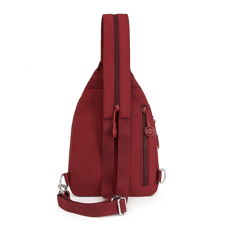 Wine Red Women Chest Bag Crossbody Backpack Purse Large Capacity Nylon Travel Sling 3