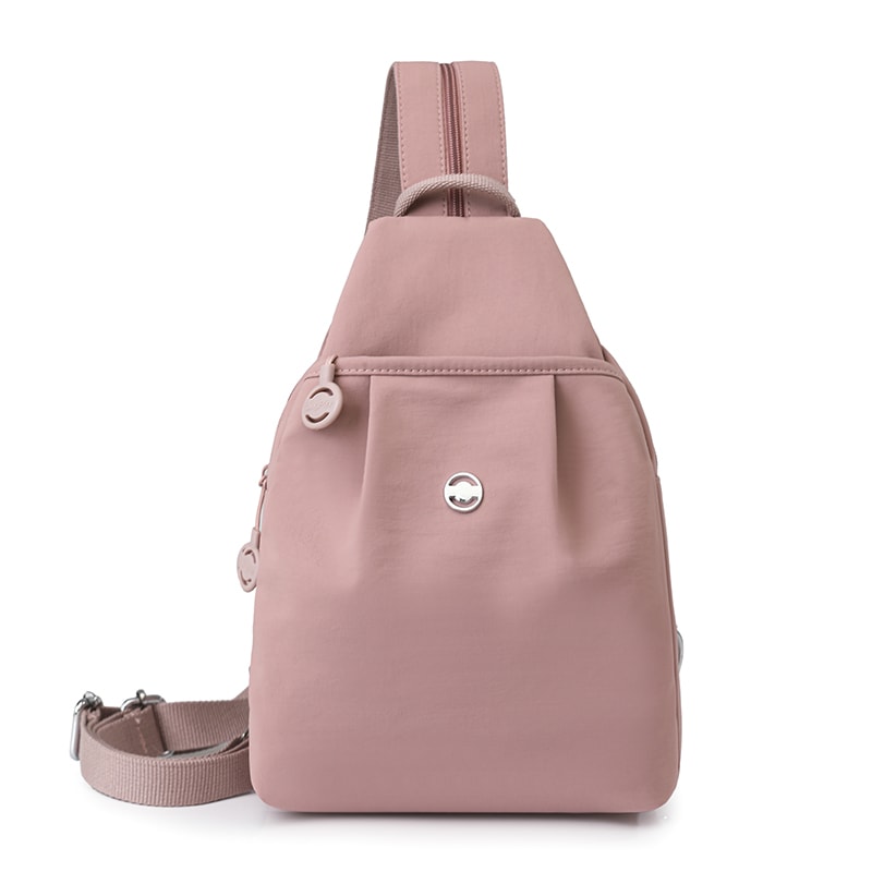 Wine Red Women Chest Bag Crossbody Backpack Purse Large Capacity Nylon Travel Sling 7