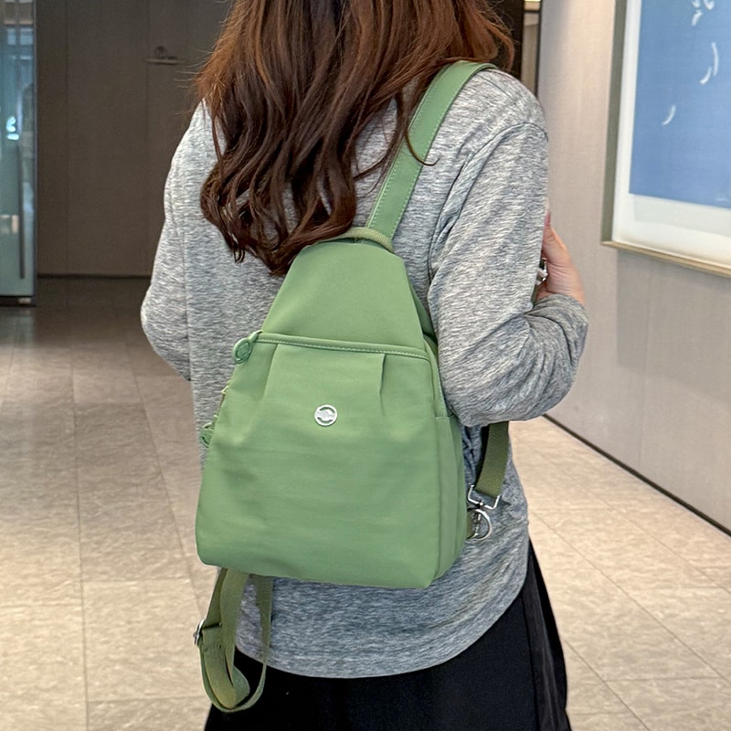 Wine Red Women Chest Bag Crossbody Backpack Purse Large Capacity Nylon Travel Sling 10