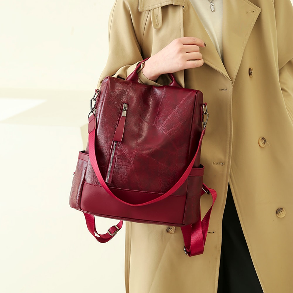 Elegant Anti Theft Backpack Women PU Leather Travel Purse Bag 1