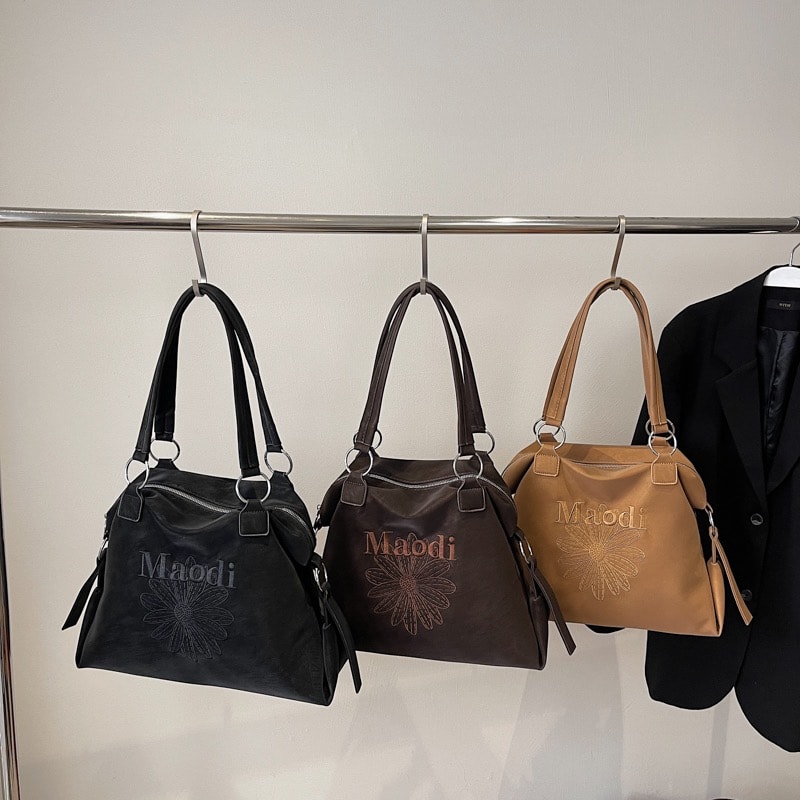 Retro Suede Tote Bag Large Capacity Handbag For Women Casual Commuter Shoulder Bag 2